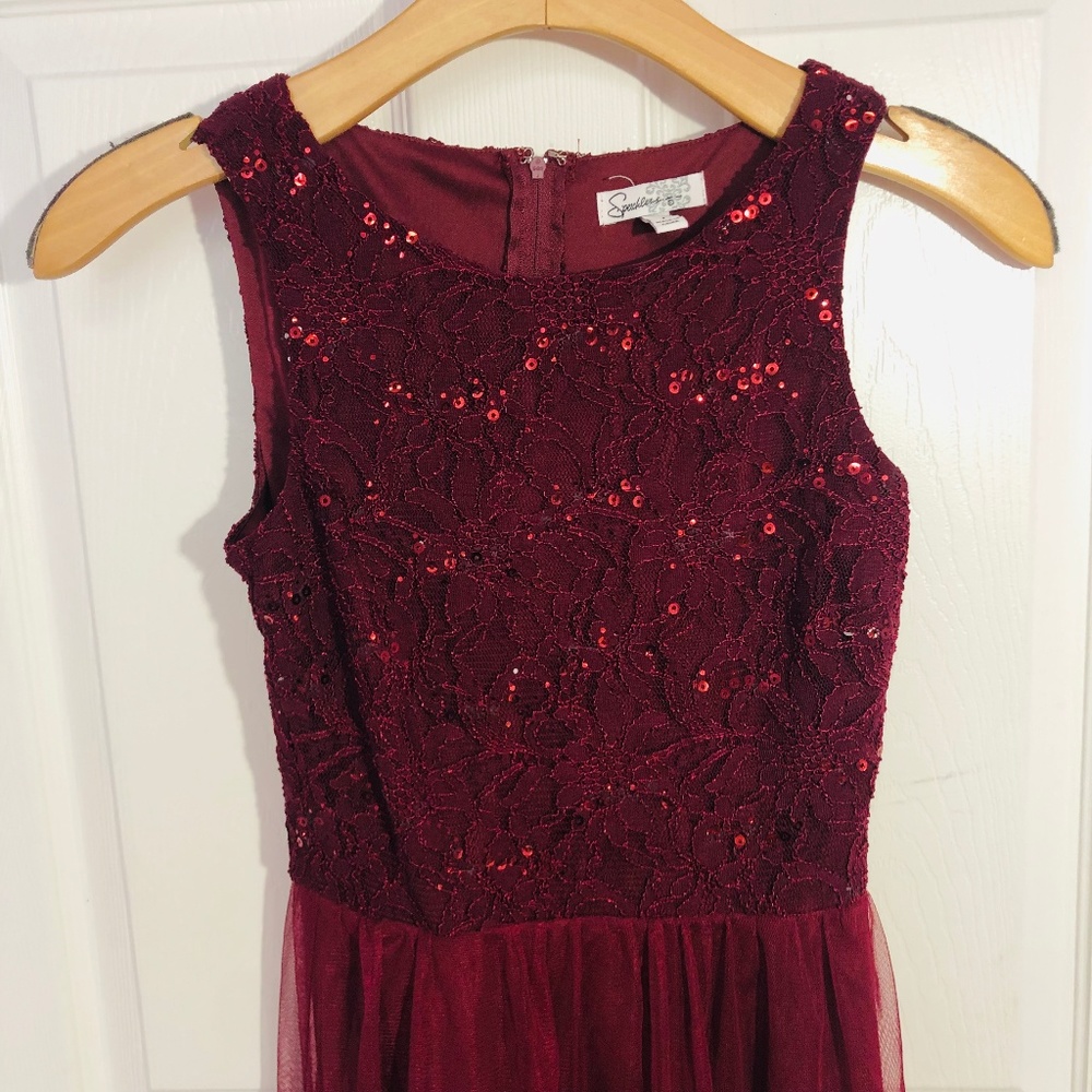Burgundy Sequin Short Dress